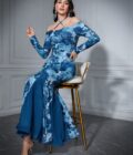 Robe à Bretelles Croisées Halter Sans Épaules à Imprimé Floral pour Femme